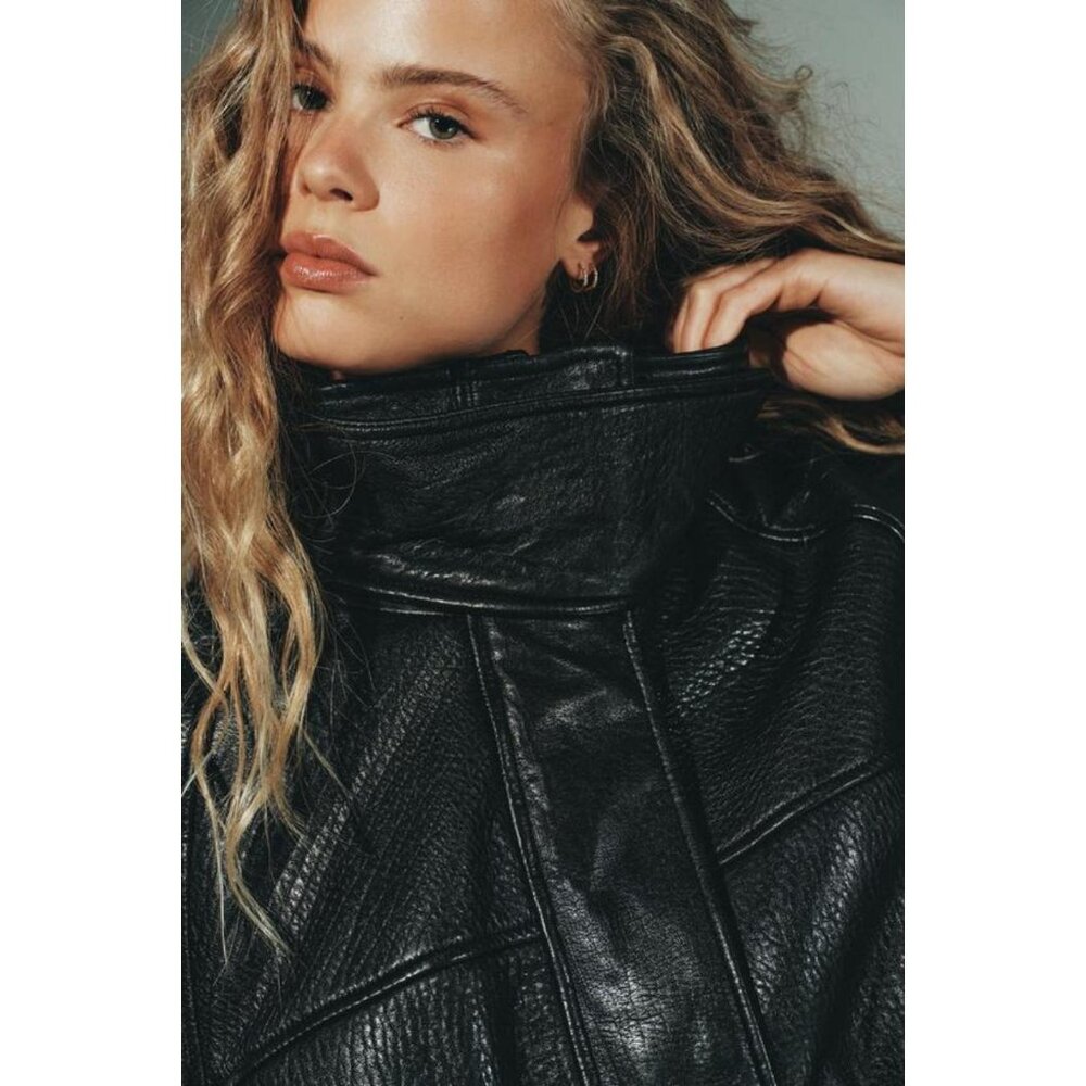 ZARA LEATHER JACKET WITH ADJUSTABLE WAIST - Picture 6 of 11